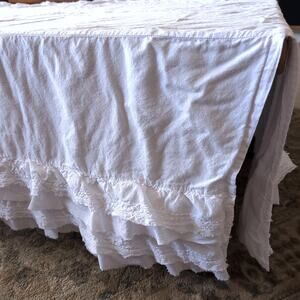 Pottery Barn Kids Sadie Ruffle Organic Cotton Crib Skirt White Shabby Chic